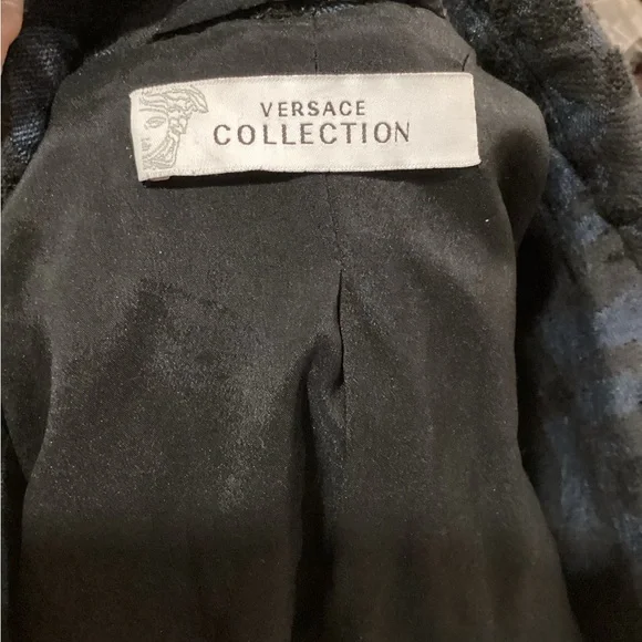 Versace Collection Black Blazer with Tailored Fit and Textured Fabric